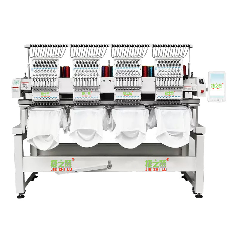 Jiezhi Heron automático de 4 cabezas máquina de bordado de alta velocidad de computadora, ropa, sombrero, bolsa, logotipo de bordado