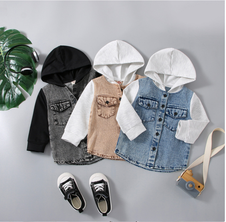 A unisex denim hooded jacket for spring and autumn, drop-ship one piece