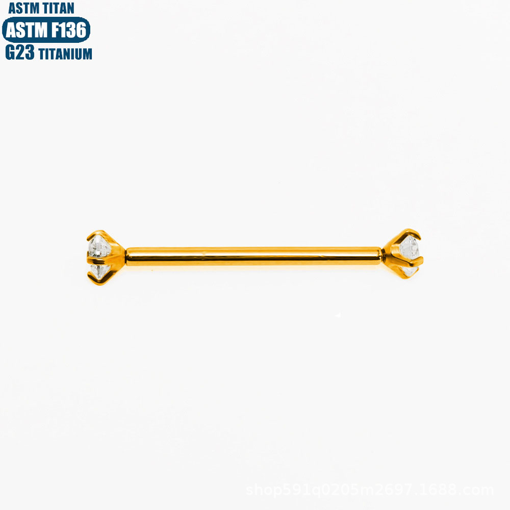 F136 Titanium Alloy Zircon Milk Nail Straight Rod Inner Spiral Body Piercing Jewelry Diaphragm Earrings detail image 9
