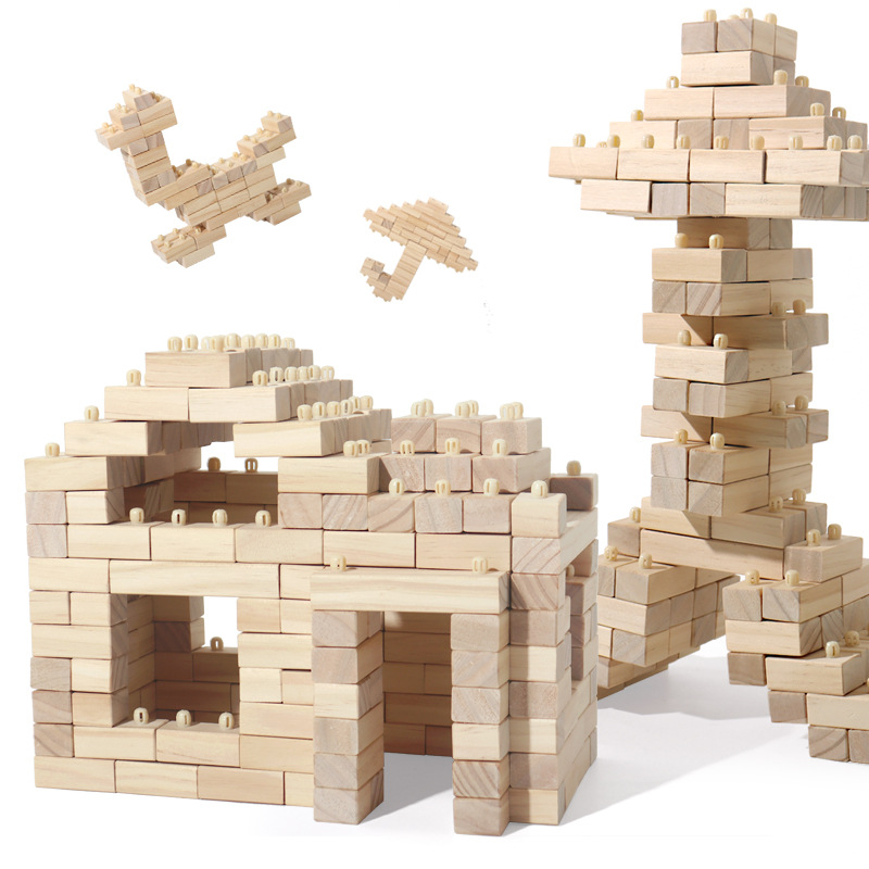 Protección del medio ambiente, bricolaje, hechos a mano, bloques de construcción de dominó, maestro de construcción, color de madera, mortaja y espiga, rompecabezas, juguetes de bloques de construcción para niños