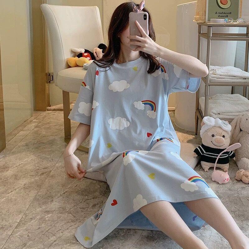 2024 nuevo camisón de verano de las mujeres más tamaño de manga corta de dibujos animados linda chica leche cruda Hu pijamas verano image 20