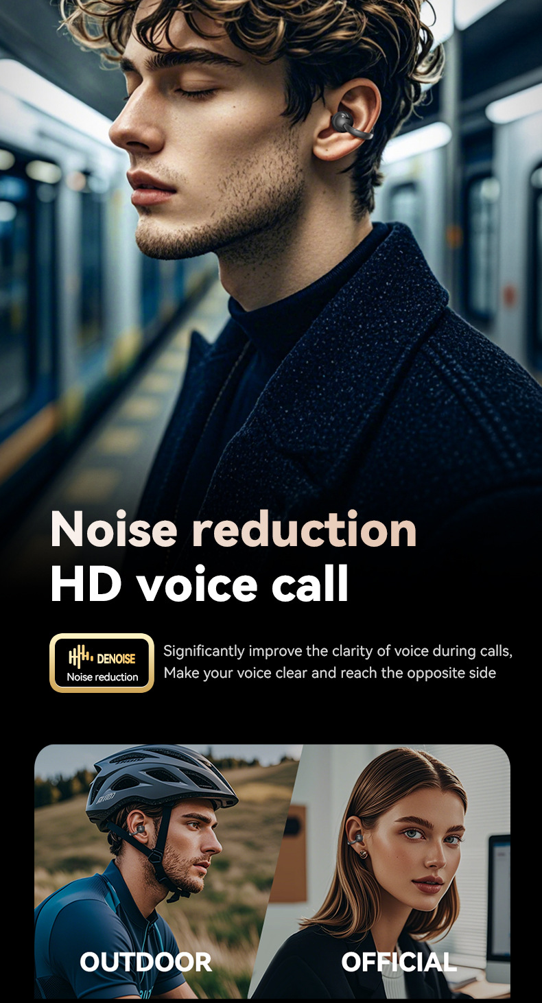 Ai Smart Wireless Bluetooth Ear Clip Headphones Colour Display_voghion.com