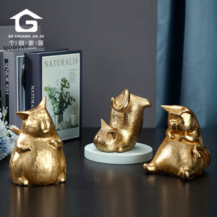 [Special offer] Nordic light luxury resin kitten home desktop animal decorations porch soft lucky cat ornaments