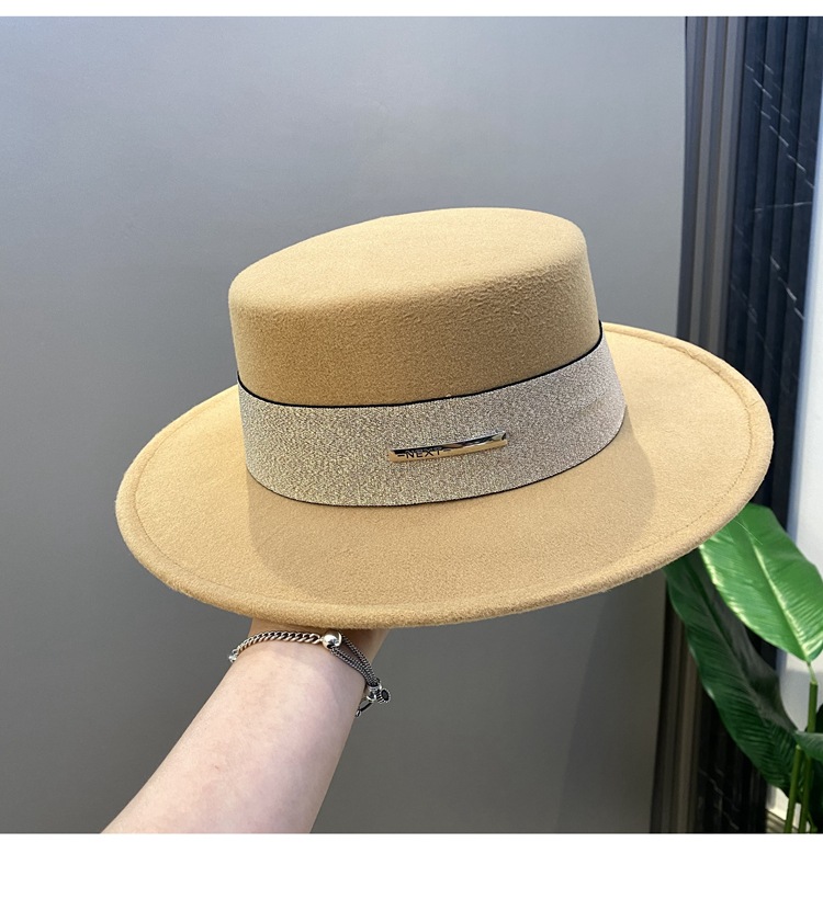 Women's Basic Retro Color Block Wide Eaves Fedora Hat display picture 3