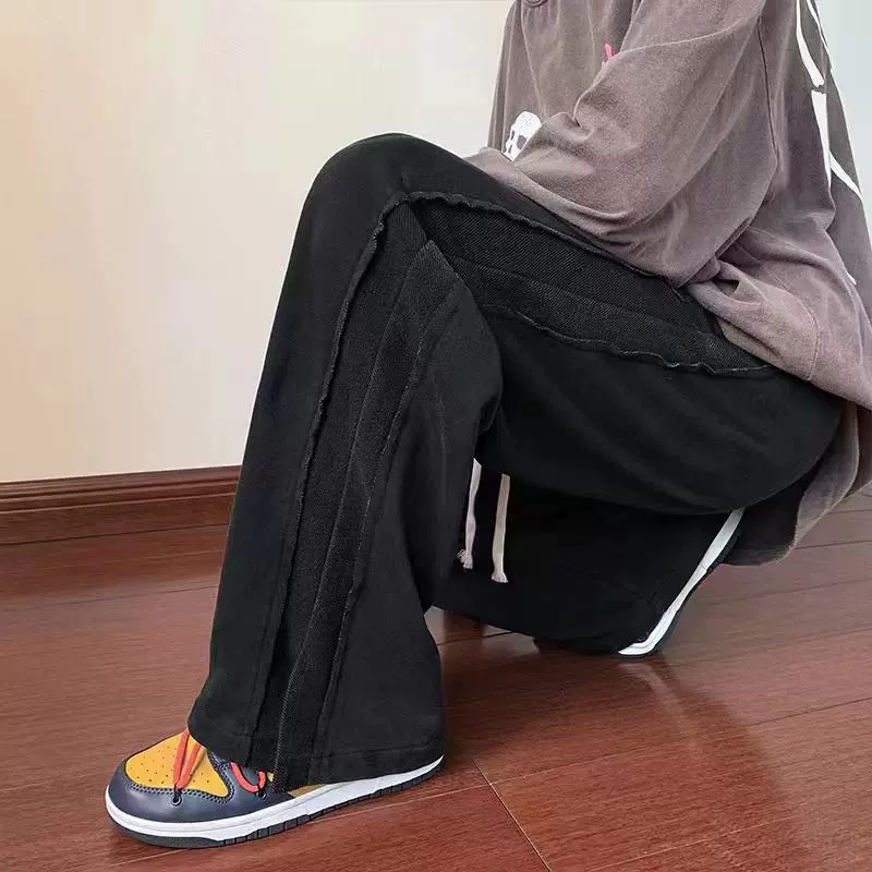 Мужские demi-season casual брюки для отдыха, свободный прямой крой, плюс размер