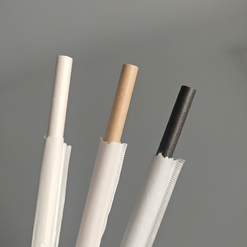 En stock al por mayor 6*170 paja de papel paja de café paja de papel desechable sola bolsa independiente engrosada cuatro capas