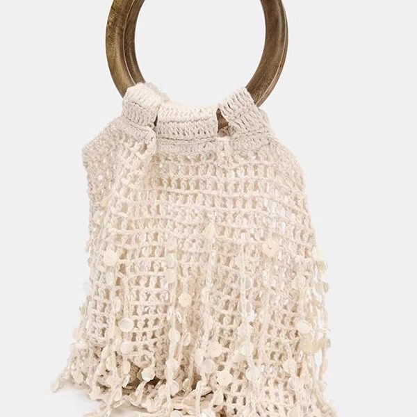 2026 Spring New Fairy Crochet Bag with Tassels, Wooden Ring Shell Hollow-Out Handbag for Women Trend 2026 Spring New Fairy Crochet Bag with Tassels, Wooden Ring Shell Hollow-Out Handbag for Women Trend