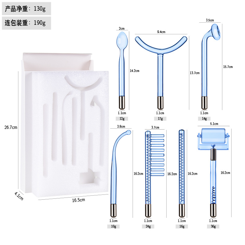 Instrumento de electroterapia de alta frecuencia accesorios de instrumentos de belleza luz roja luz púrpura luz azul electroterapia varilla electroterapia peine tubo de vidrio accesorios