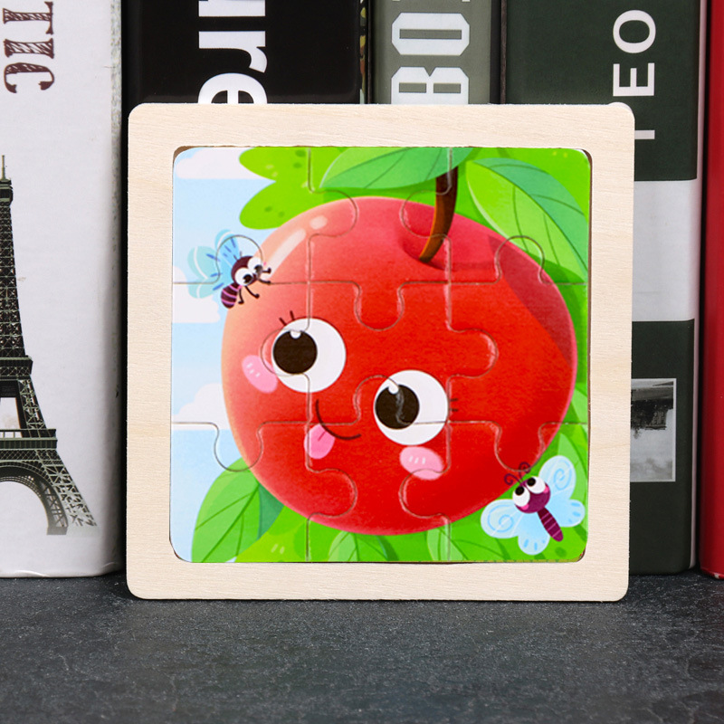 Puzzle pequeño plano de madera de 9 piezas Animal Ocean Traffic Kindergarten Educación temprana Juguetes educativos Puzzle simple de entrada