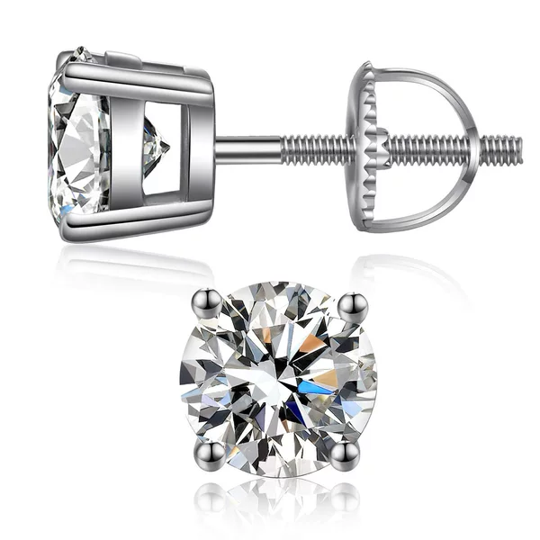 Gra Certificate 925 Sterling Silver Moissanite Four-Prong Screw Earrings Simple Live-Stream Earrings European and American Cross-Border Hot-Selling Christmas