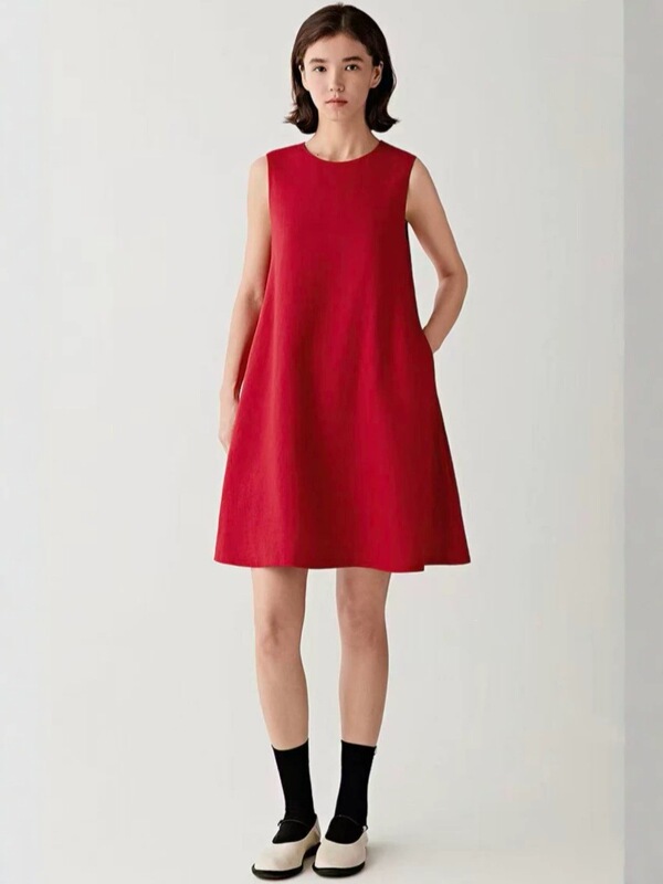 Xiaohe Women's Clothing Mall's Same Style 2026 Summer New Product Elegant and Casual Loose Round Neck Sleeveless Dress