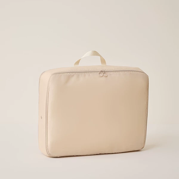 Beige down jacket, big storage bag, 40×18×30cm