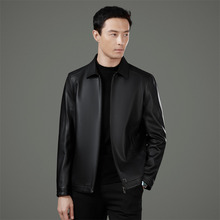 真皮皮衣男装外套2025年冬季高端中年爸爸绵羊皮商务休闲翻领上衣