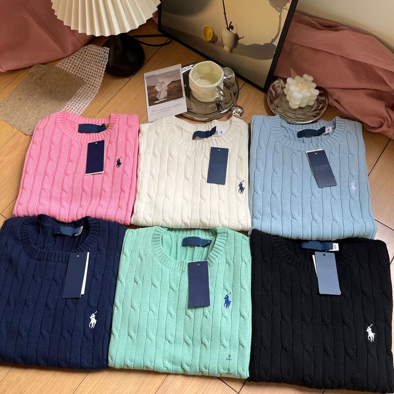 Original Export Can Scan the Qr Code Cotton Thread Ruff Pony Embroider Classic Twist Round Neck Knitted Short-sleeved Short Top