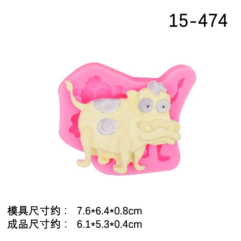 Nueva serie de animales dibujos animados molde silicona jirafa becerro pony elefante DIY herramienta arcilla fondant