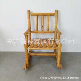 摇椅单人摇椅花园圆棒摇椅庭院防腐木单人摇椅rocker chair