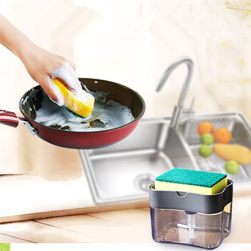 Dishwashing liquid press, cleaning pot brush, kitchen-style automatic liquid filling box, scouring pad, dishwashing pot brush, artifact soap box