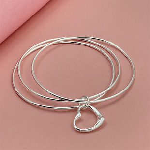 Foreign trade export silver-plated three circles heart bracelet Little Red Riding Book TikTok popular in stock supply bracelet in stock wholesale