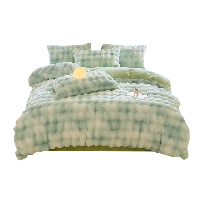Fleece Bedding Set 3-piece Flannel Quilt Cover And Bed Sheet_voghion.com