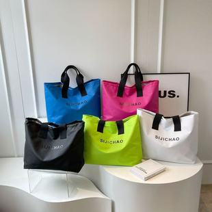 Foreign Trade Wholesale Nylon Tote Bag Large Capacity Shopping Bag Handbag Shoulder Bag Short-Distance Luggage Bag Oxford Cloth