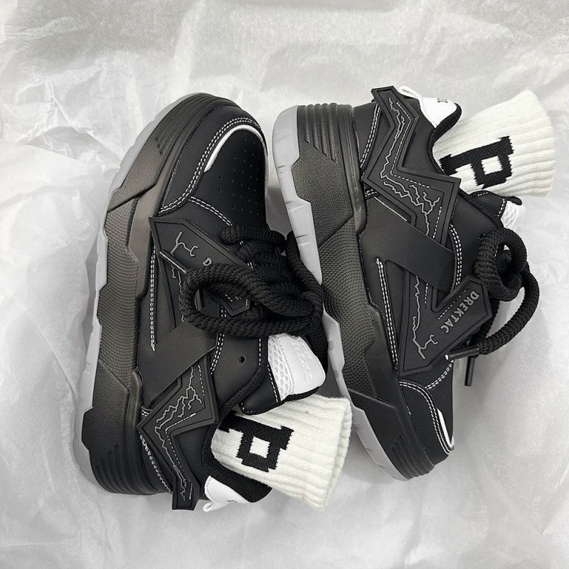 Черные туфли на толстой подошве, модные туфли для папы в стиле Харадзюку, кроссовки Maillard, модные мужчины с хорошим внешним видом.