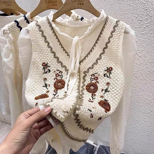 Women's Autumn Embroidered Knit Cardigan Vests with Peony Style, Layered Top, Fashionable, Wholesale