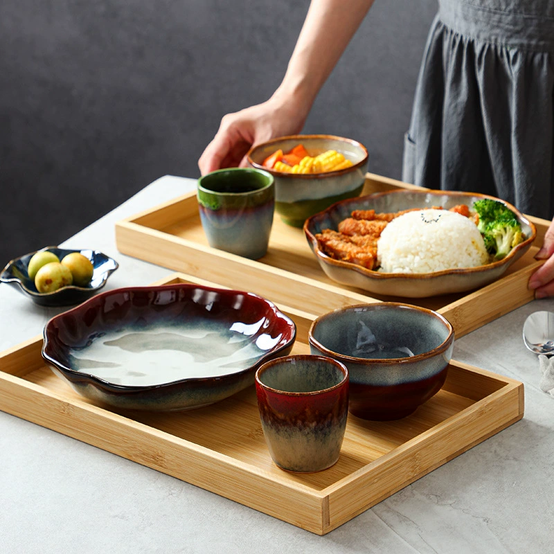 Japanese retro ceramic tableware, set, light luxury style
