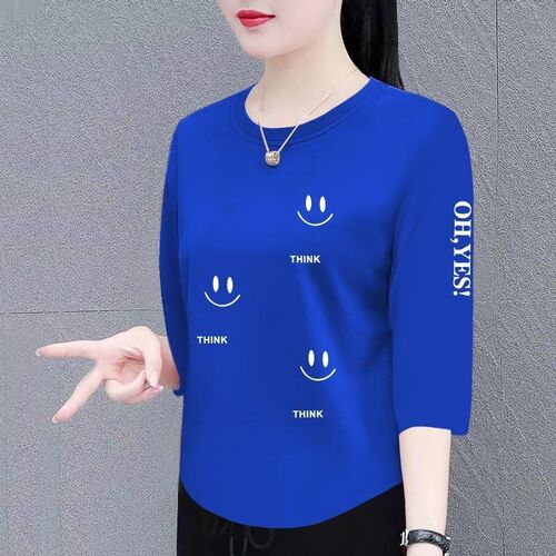 2026 New Arrival Last Piece Discount T-Shirt for Women Spring and Summer 7/8 Sleeve Korean Style Loose Hides Fat Fashionable Versatile Top Trendy