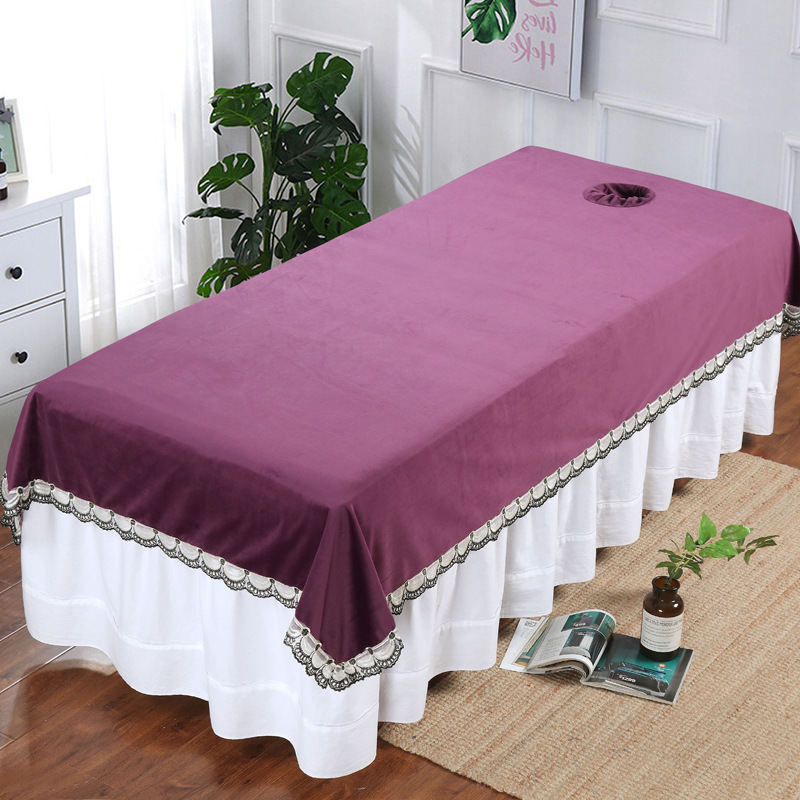 Thickened Beauty Bed Solid Color Body Therapy Massage Bed Sheet with Hole Mattress Sheet Beauty Salon F^