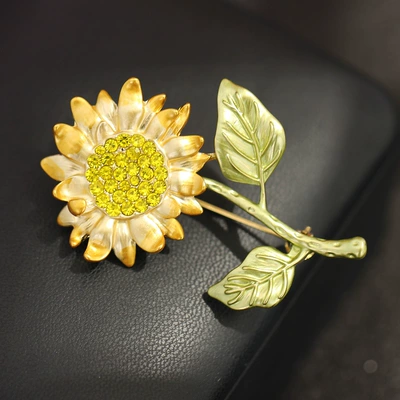 Brooch Elegant Gold Plated Sunflower – Yaxa sancaqları