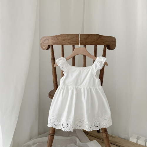 ins European and American AliExpress summer style girls baby infant 100-day clothing embroidered lace cotton triangle khaki skirt