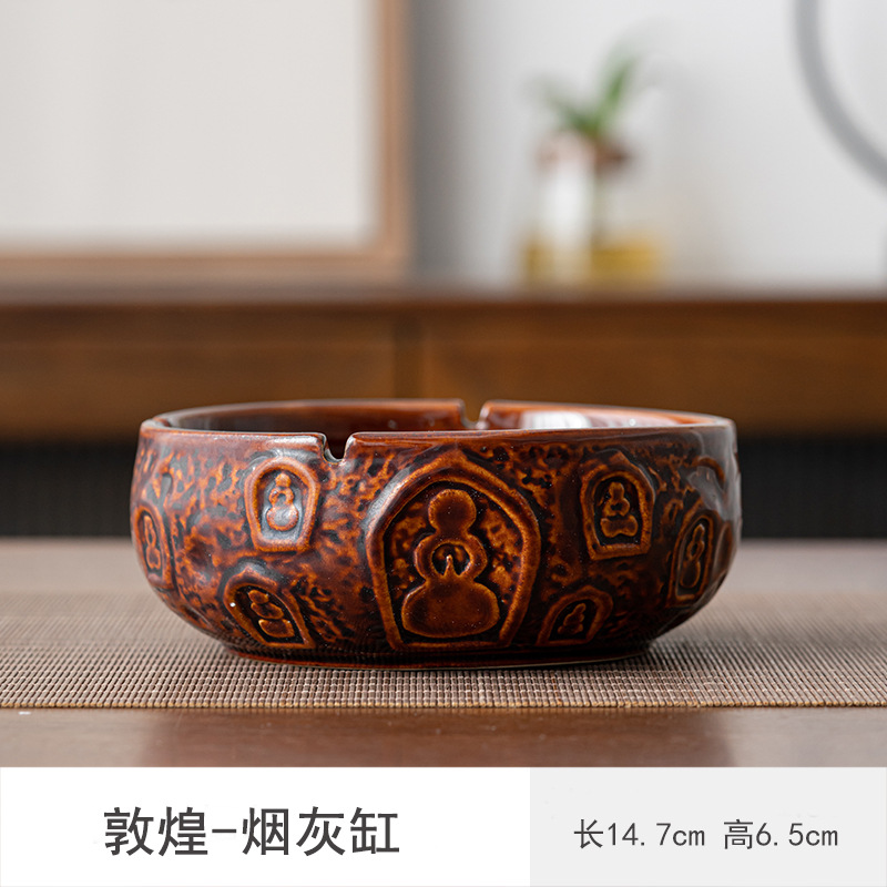 Cenicero de cerámica de gran tamaño, personalidad creativa, hogar retro estilo chino, sala de estar de lujo ligera, cenicero de tendencia de oficina