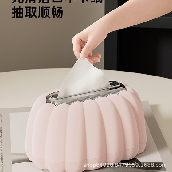 Desktop Storage Box Advanced Sense Pumpkin Tissue Box Light Luxury Living Room Home Art Creative Coffee Table Decoration Paper Box