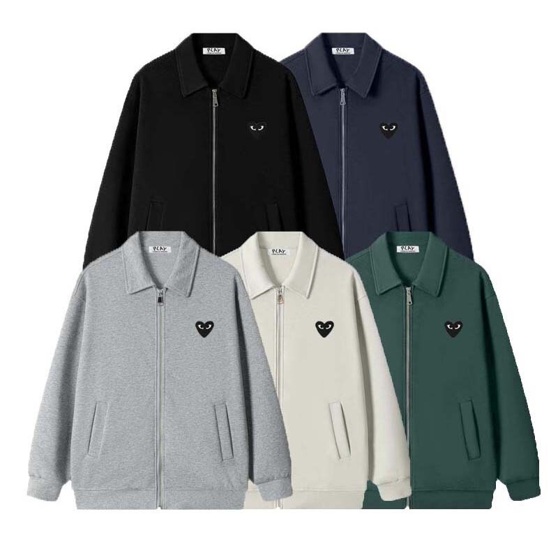 Cross-Border Japanese Trendy Brand Play Rei Kawakubo Classic Black Heart Autumn and Winter Lapel Cardigan Jacket Sweatshirt