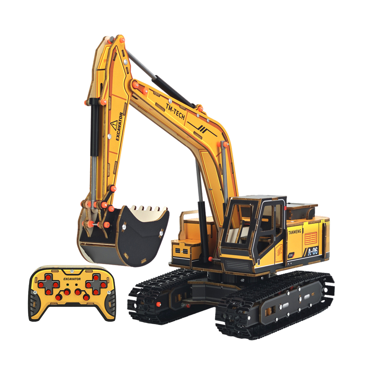 Vehículo de ingeniería de control remoto modelo de montaje de excavadora de control remoto tecnología hecha a mano juguetes de fabricación pequeña tecnología negra avanzada