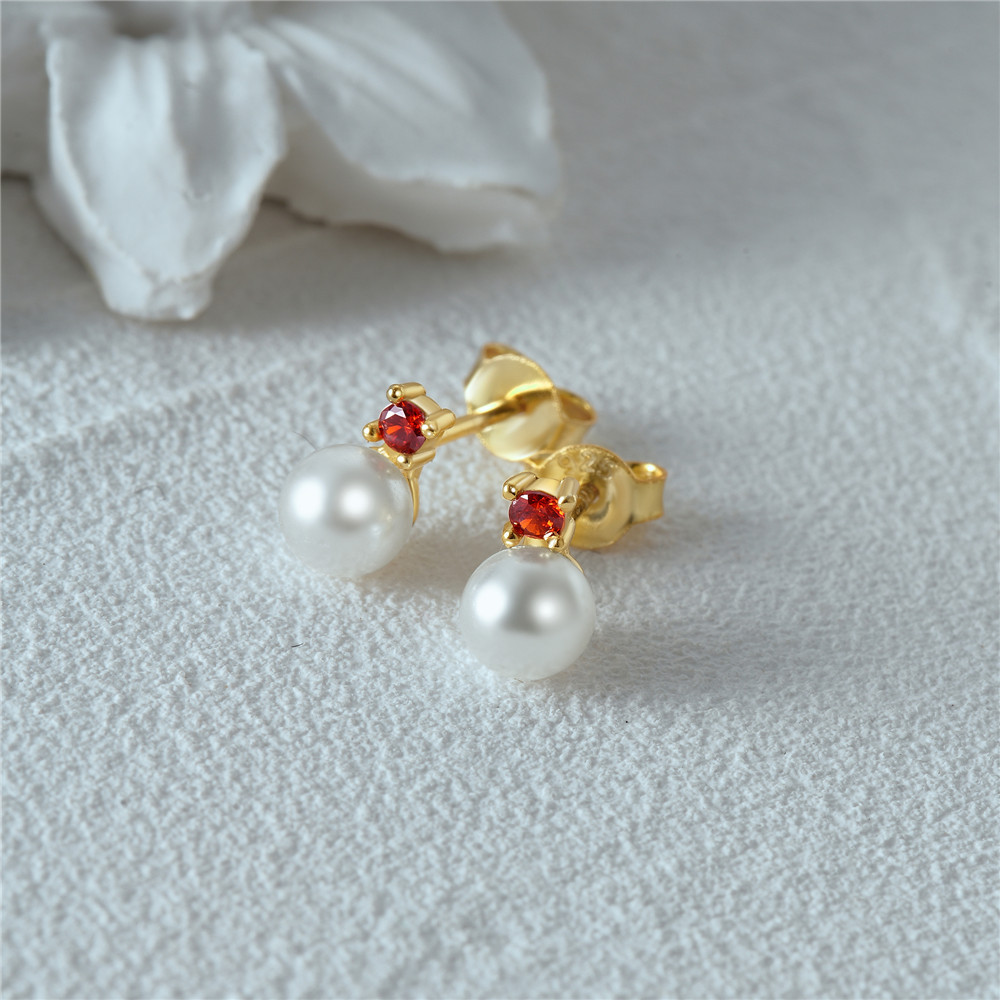 2g Weight Pearl, Zircon Inlay Material Ear Studs Classification 1 Pair Quantity Daily Occasion 925 Sterling Silver Material Geometric Pattern Women's Gender Plating, Inlay Design Simple Style Style 1 Pair 925 Sterling Silver Pearl Zircon Geometric Ear Studs 25