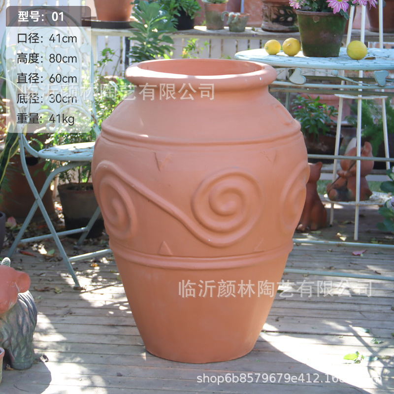 Grandes jardines al aire libre de terra terra terraza terraza de cerámica de barro rojo suelo de cerámica gruesa paisaje de cerámica roja gran maceta de plantas ventilada