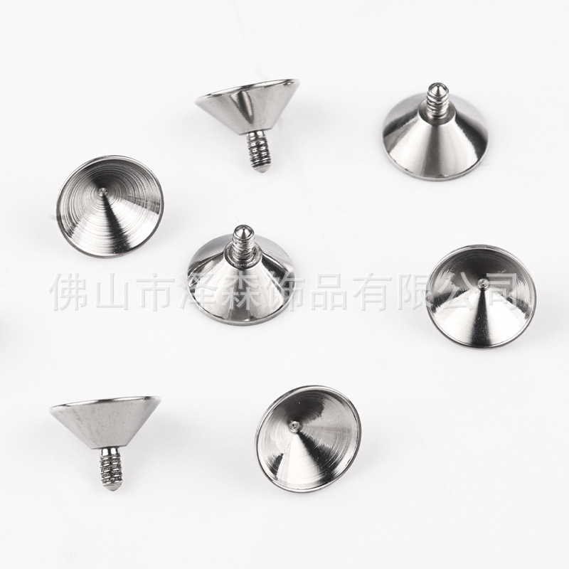 Zesen F136 Titanium Alloy Funnel Holder Drill Cup DIY Jewelry Earrings Accessories Tapered Empty Embryo Lip Nail Tip Bottom Diamond detail image 7
