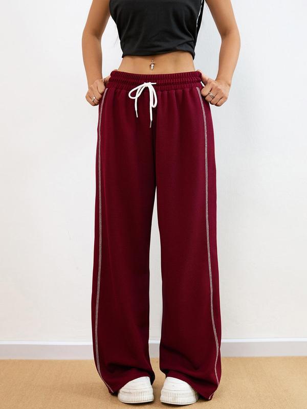Women's Drawstring Waist Joggers Sporty Contrast Binding|undefined