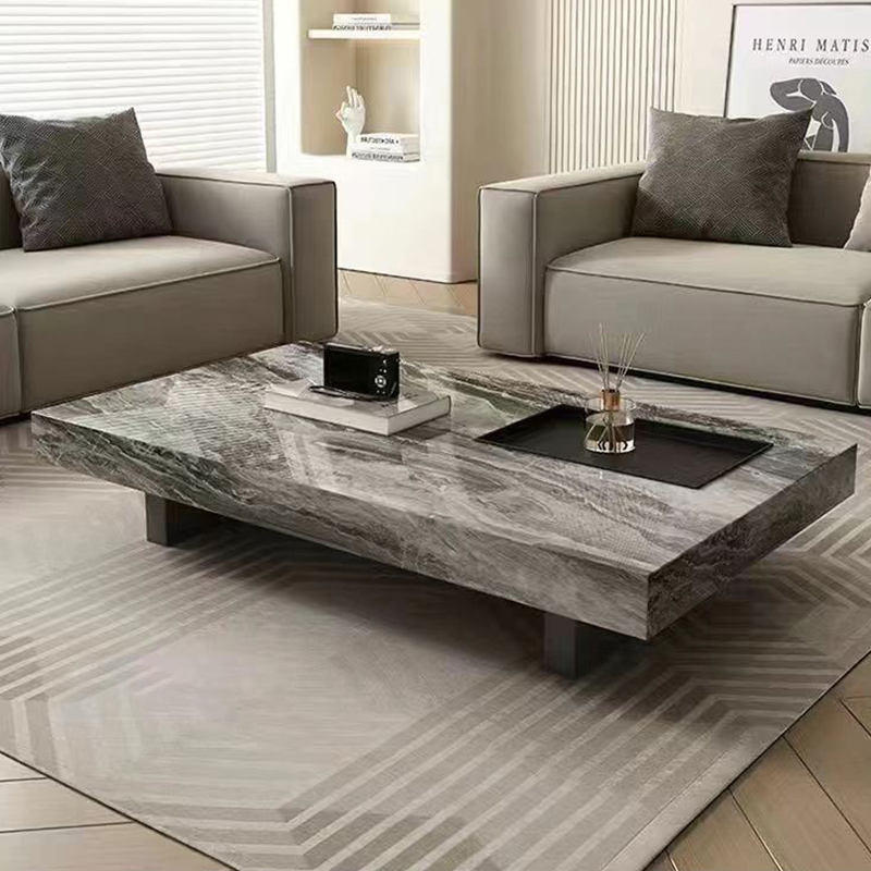 Italian Minimalist Slate Coffee Table Accessible Luxury Modern Simple Living Room Home Square High-End Coffee Table 2025 New Style