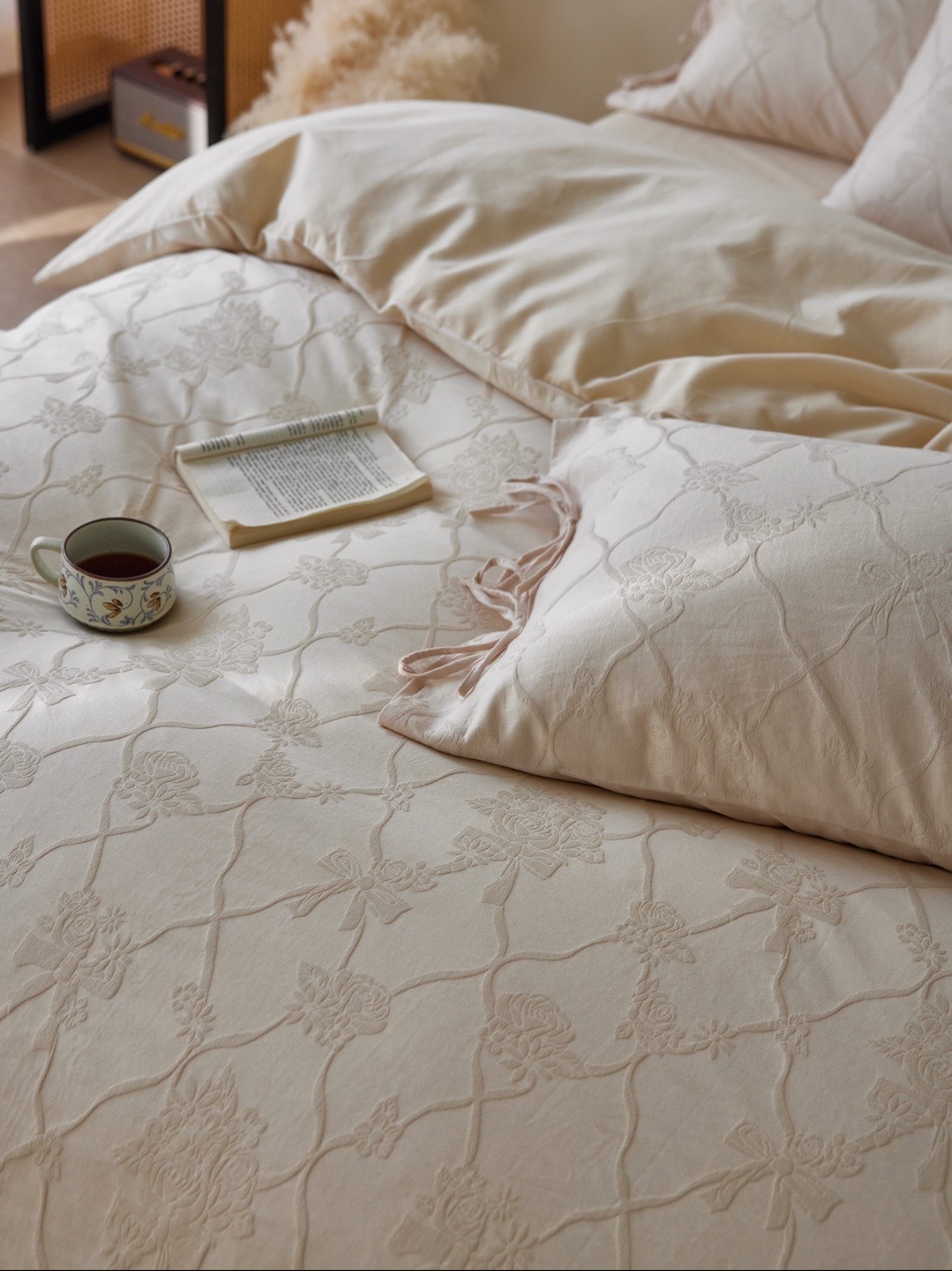 Parure de lit en coton jacquard style scandinave housse couette_voghion.com