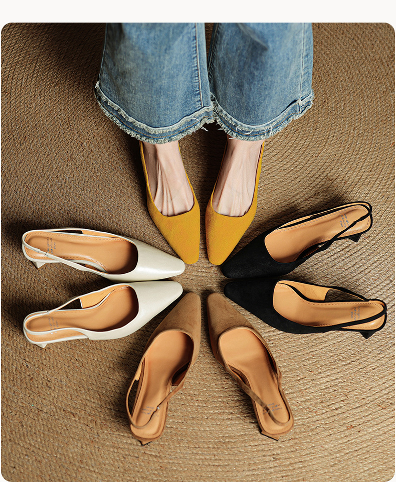 Sandal cao gót nữ hở mũi gót thô 4 cm, phong cách Hàn Quốc, đi làm — đen chi tiết 1