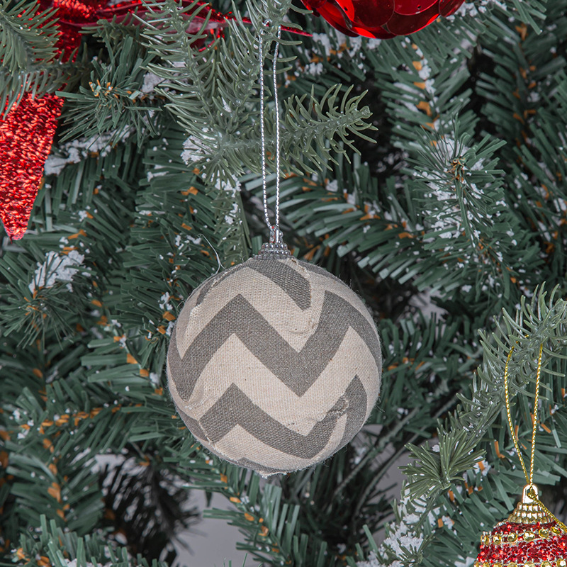 Decoración de Navidad suministros Plaid árbol de Navidad colgante tela de espuma traje de bola de Navidad 8cm en stock al por mayor