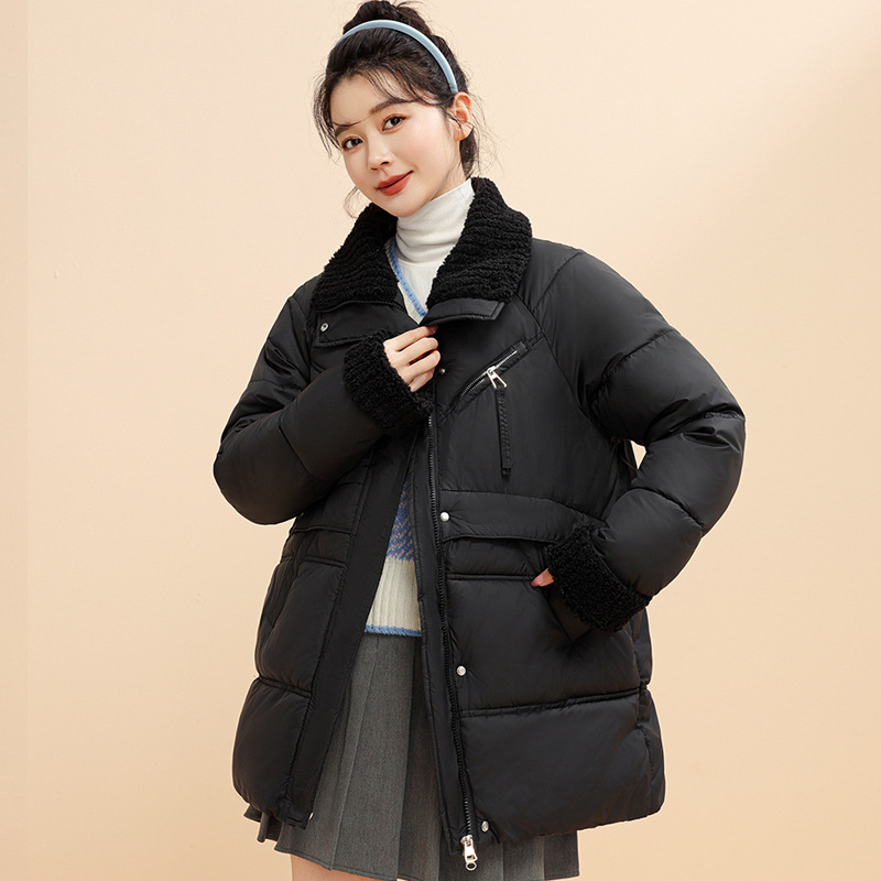 Europa y América ropa de algodón mujer 2025 invierno nuevo estilo de ropa de algodón coreana con capuchón grueso medio largo abrigo de pan suelto al por mayor image 7