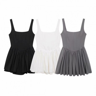 2024 cross-border foreign trade wholesale autumn new European and American style sleeveless waist slim short sling dress 8541