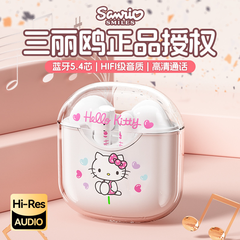 Sanrio Transparent Warehouse Wireless Bluetooth Headset In-ear Long Endurance Girls High-value Cute Small Headset Sanrio Transparent Warehouse Wireless Bluetooth Headset In-ear Long Endurance Girls High-value Cute Small Headset