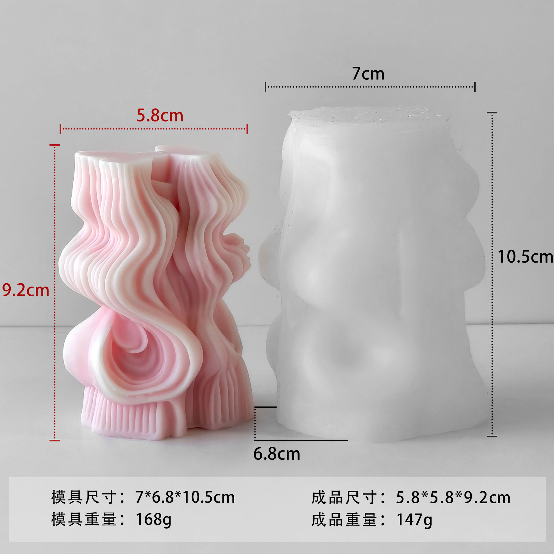 Jiahuimei Wave Pilar Molde de vela de aromaterapia Cilindro geométrico de bricolaje Abrasilado de yeso