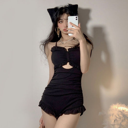Swimsuit for women summer internet celebrity  new long-sleeved blouse Korean ins seaside sleeveless slimming belly covering conservative