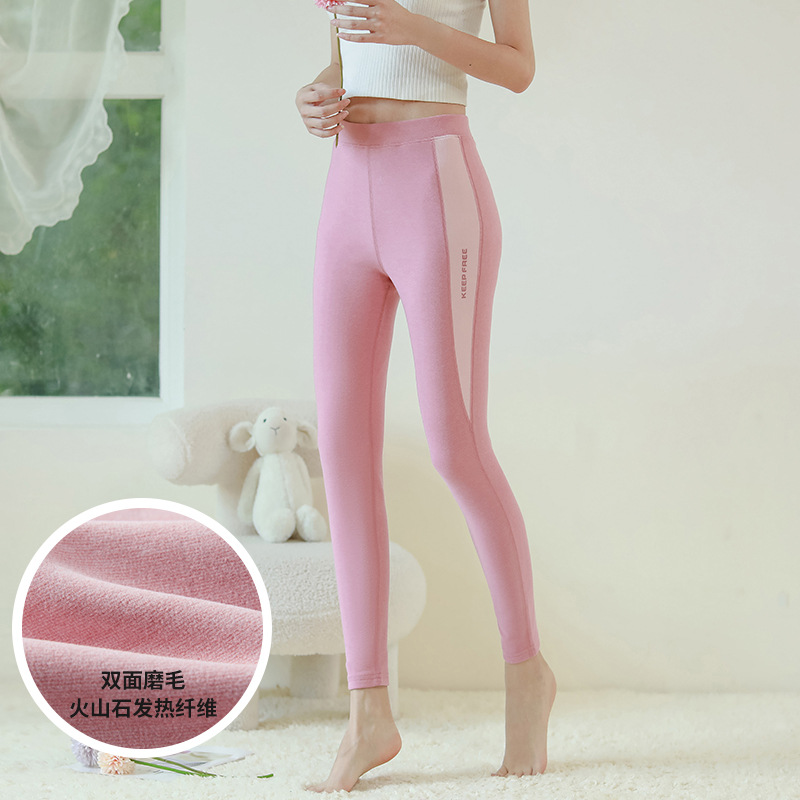 Pantalones largos de Mujer Pantalones cálidos Calefacción de piedra volcánica cintura alta ropa interior leggings engrosada vientre de las mujeres que contrae el otoño y el invierno Nuevo