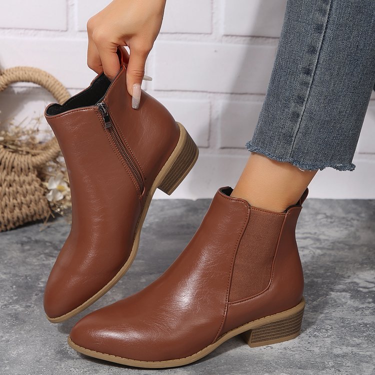 Fall and winter new side zipper casual short boots_voghion.com